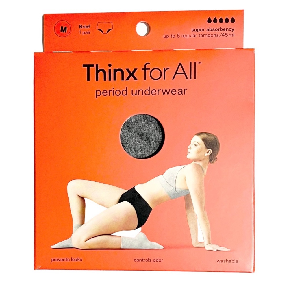 Thinx For All Period Underwear Briefs Women’s Size M Gray New
